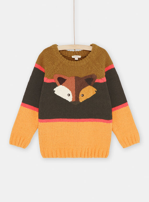 Cinnamon sweater with fox motif SOCOUPUL / 23W902L1PUL809