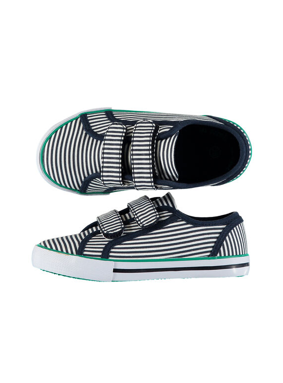 Boys' striped canvas trainers FGVELRAY / 19SK36C1D16070