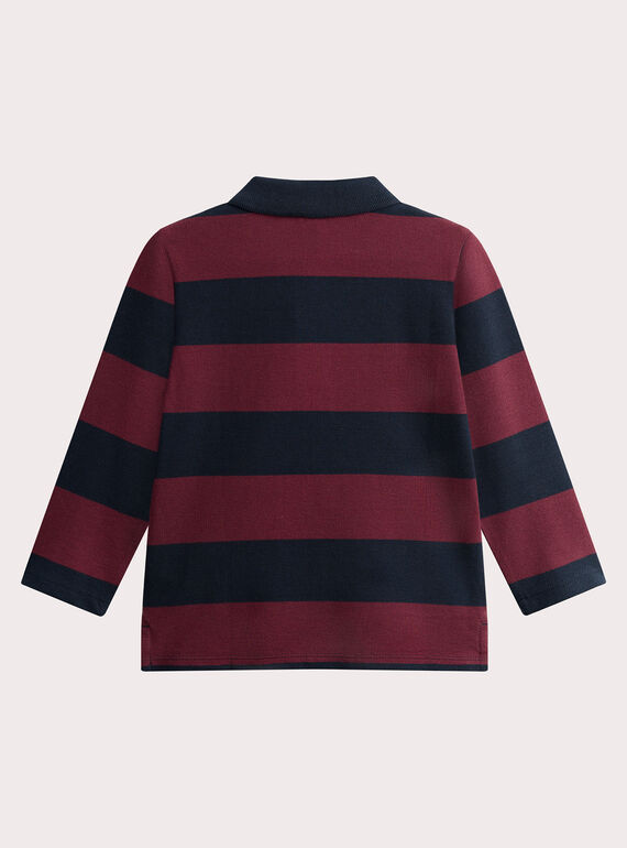 Burgundy and navy striped polo shirt for boys  VOJOPOL3 / 24W902G1POL503