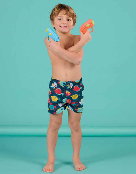 Blue swim shorts with fish print RYOMERBOXPOI / 23SI02R5MAI713