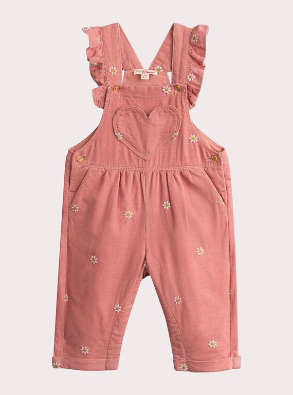 Pink velvet jumpsuit for baby girl  VIKLISAL / 24WG0941CBL303