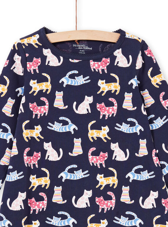 Girl's navy blue and pink nightgown and leggings pyjama set MEFACHUCAT / 21WH1181CHN070