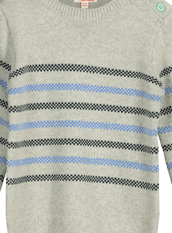 Boys' striped cotton sweater FONEPUL / 19S902B1PULJ906