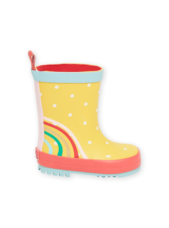 Yellow rain boots with rainbow design baby girl NIPLUIRAINBO / 22KK3761D0C010