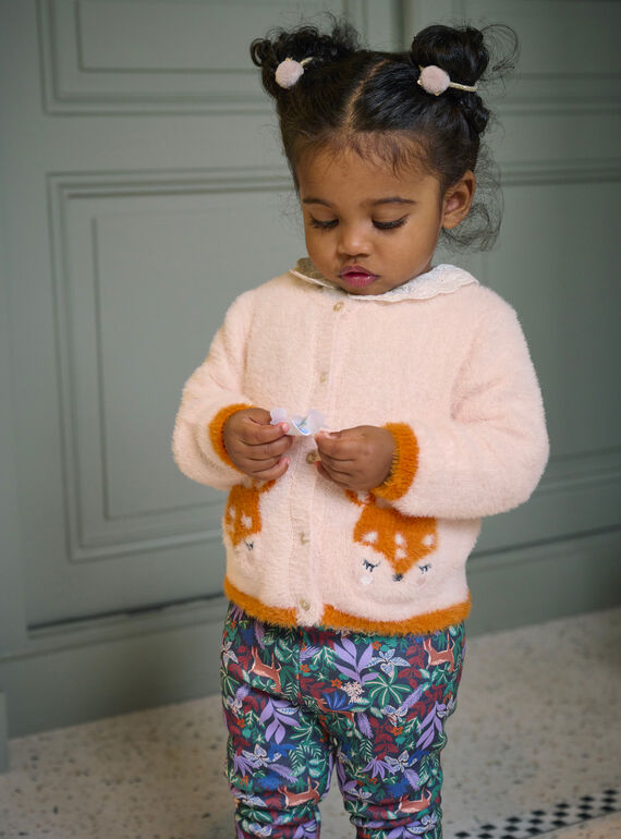 Pink and orange cardigan for baby girl SIKHOCAR2 / 23WG09Q2CAR318