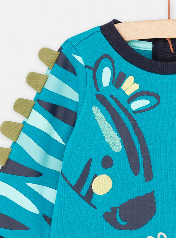 Baby Boy Blue Zebra and Tiger Sweatshirt SUDUSWE / 23WG10P1SWEC235