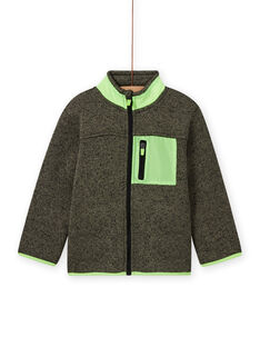 Boy's khaki mottled vest with neon green inserts MOJOGITEK4 / 21W90211GILG631