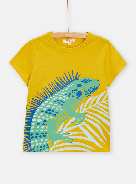 Yellow t-shirt with iguana motif for boys TOJOTI5 / 24S902D3TMC102