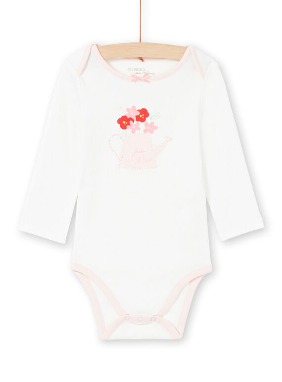Baby girl's pink and ecru bodysuit MEFIBODJAR / 21WH13B3BDL001