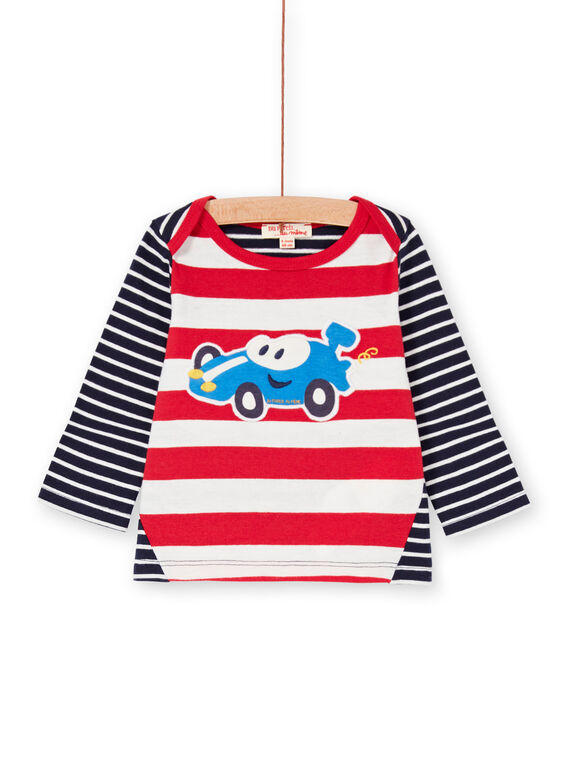 Red and white striped baby boy t-shirt LUHATEE2 / 21SG10X1TMLF517