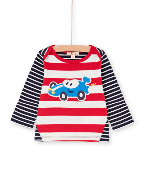 Red and white striped baby boy t-shirt LUHATEE2 / 21SG10X1TMLF517
