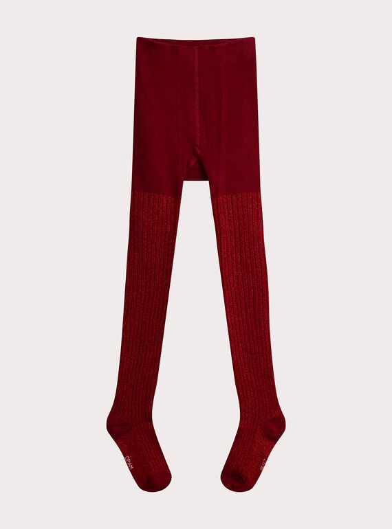 Red ribbed tights for girls  VYAJOSCOL3 / 24WI01H3COLF529