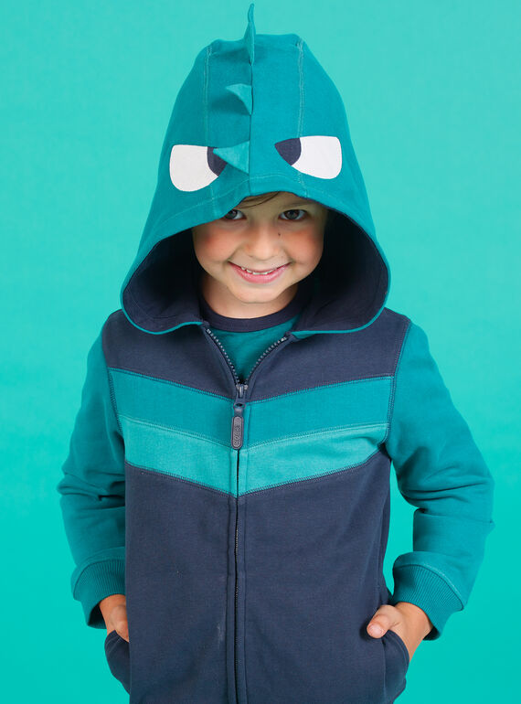 Child boy's night blue zipped hooded vest with fantasy animation MOTUGIL2 / 21W902K2GIL705