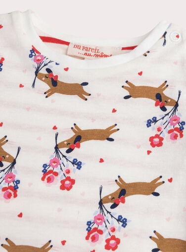 Baby girls' reversible ecru T-shirt Baby girls' reversible ecru T-shirt WIKATEE / 25SG0931TMLA001