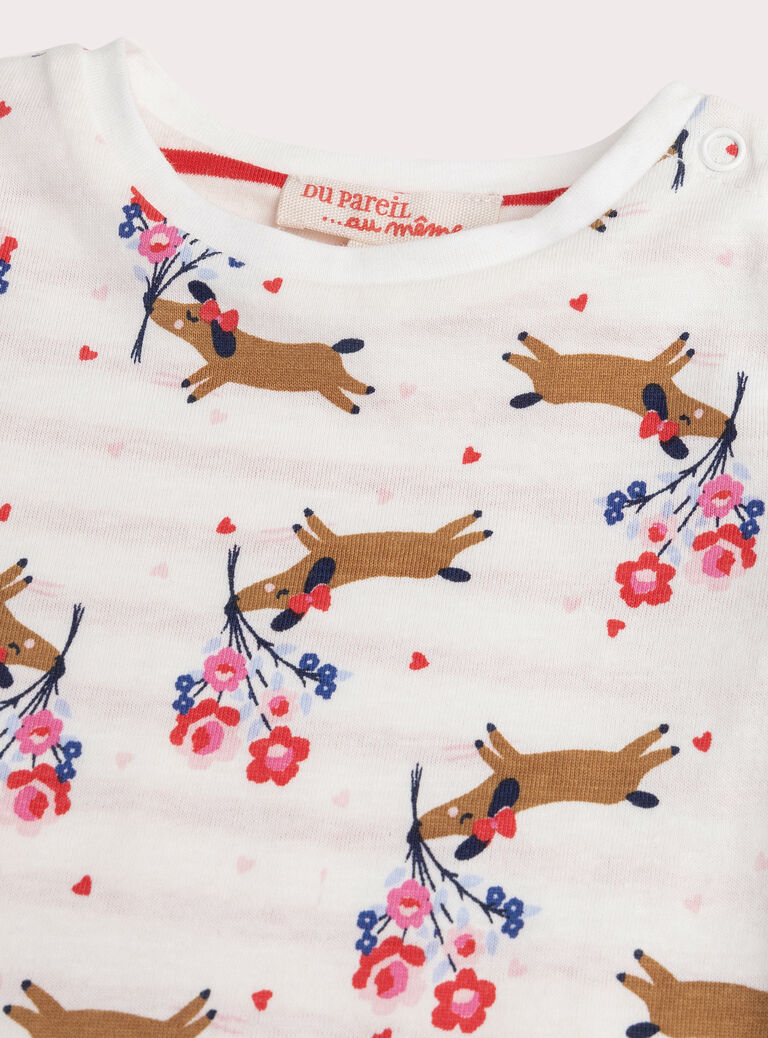 Baby girls' reversible ecru T-shirt Baby girls' reversible ecru T-shirt WIKATEE / 25SG0931TMLA001