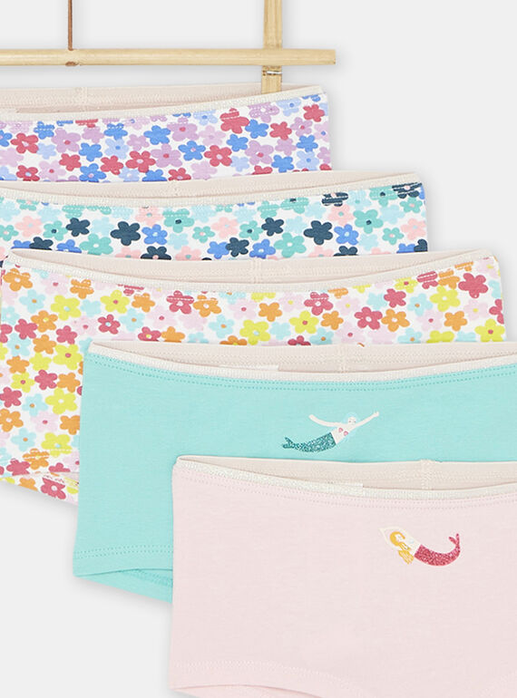 Set of 5 multicolored girls' shortys SEFAHOTSEM1 / 23WH1162SHY000