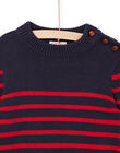 Midnight blue sweater with red stripes POJOPUL3 / 22W902D3PUL705