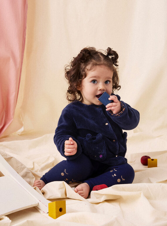 Reversible dark blue cardigan for baby girl  VIKOCAR3 / 24WG0933CARC205