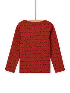 Girl's reversible long sleeve t-shirt in camel and red MACOMTEE4 / 21W901L4TML420