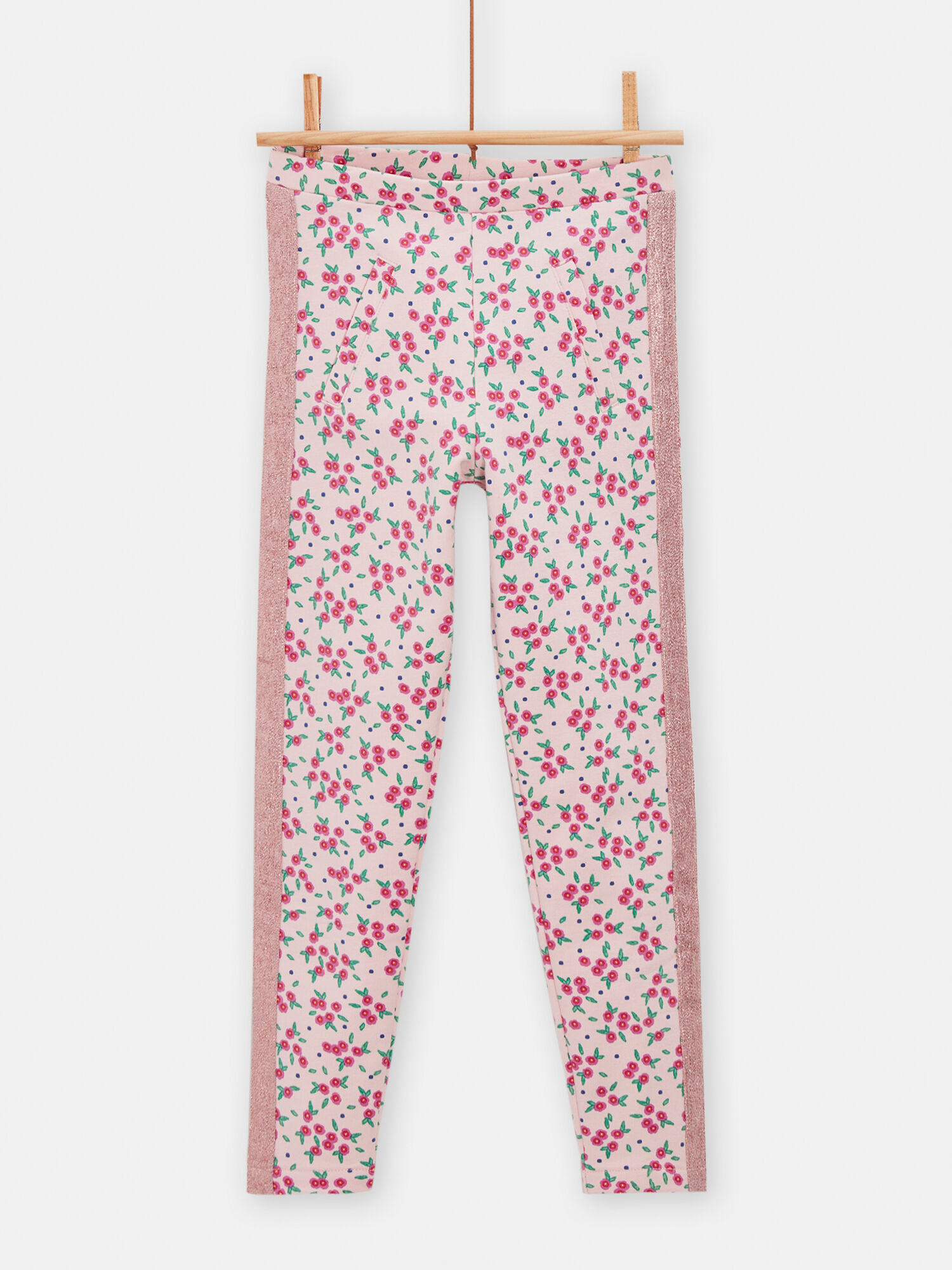 Pink floral print tregging for girls buy online Trousers