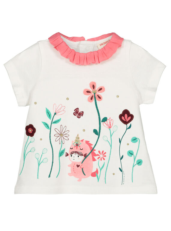 Baby girls' ruffled collar T-shirt GIVEBRA / 19WG0921BRA001