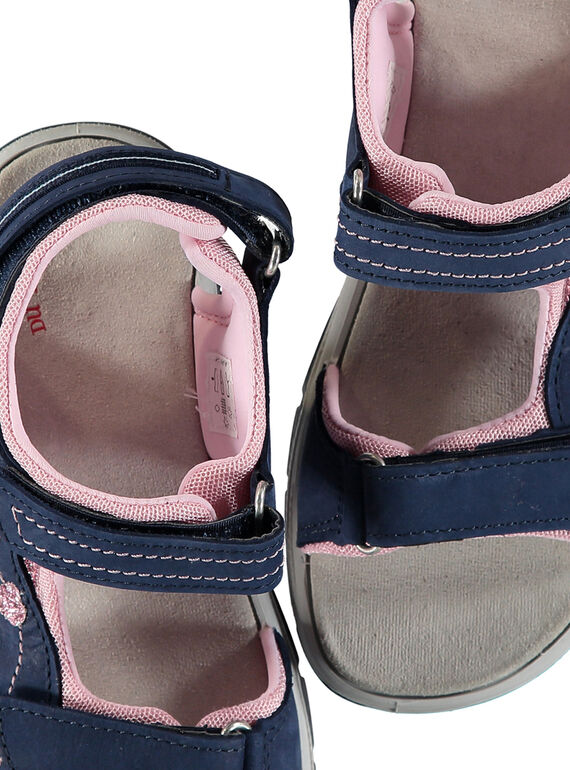 Girls' smart sandals in two fabrics FFSANDION / 19SK35K2D0E070