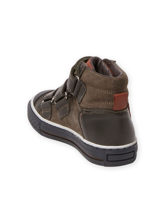 Child boy khaki green suede high top sneakers MOBASTRIVKAKI / 21XK3673D3F604