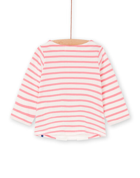 White and pink t-shirt with baby girl stripes LIHATEE / 21SG09X1TMLD305