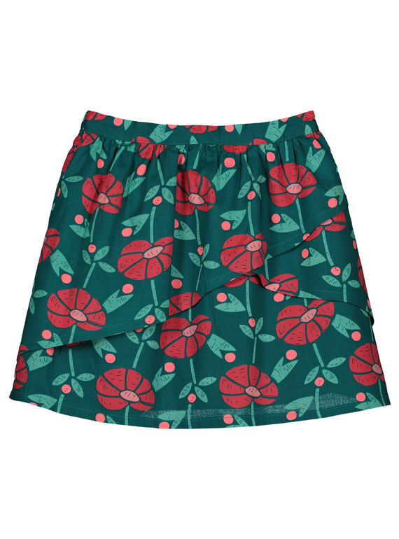 Girls' flowery asymmetric skirt GAVEJUPE / 19W90121JUPG627