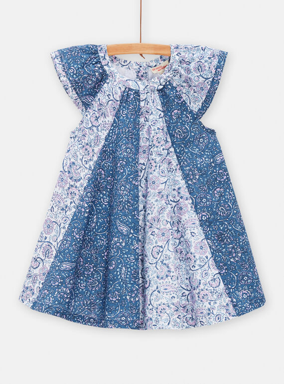 Baby girl white, blue and pink floral print dress TIDEROB2 / 24SG09J1ROB000