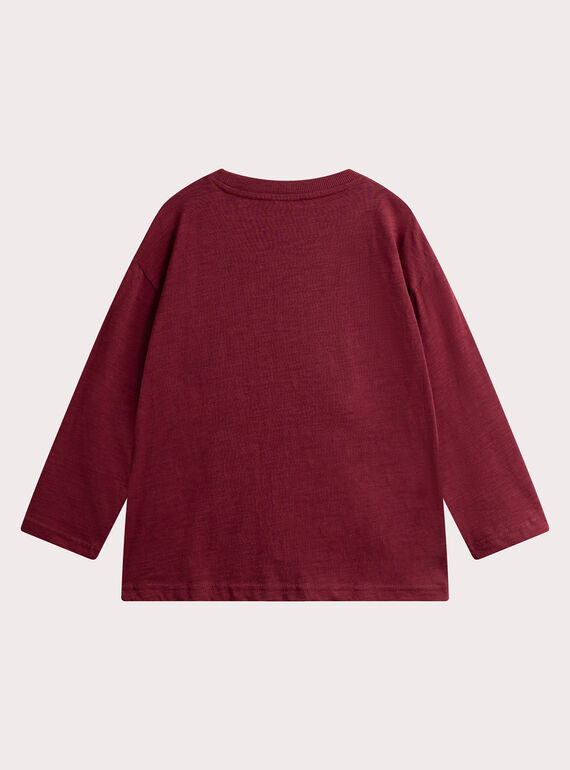 Burgundy rugby animation T-shirt for boys  VOKOTEE3 / 24W90232TML503