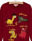 Boy's red long sleeve t-shirt with dinosaur print MOFUNTEE3 / 21W902M2TML511