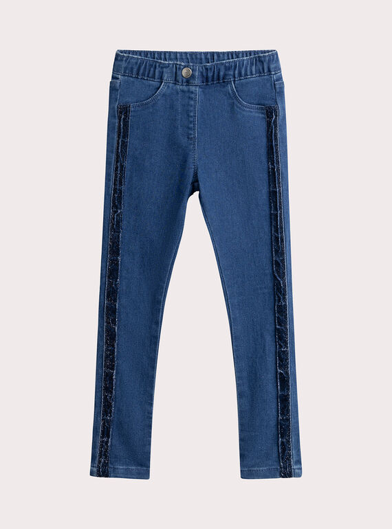 Blue denim jegging with lurex stripes for girls  VAJOJEG1 / 24W901H1PANP274