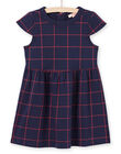 Girl's midnight blue and red checkered short sleeve dress MAJOROB4 / 21W90124ROBC205