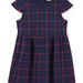 Girl's midnight blue and red checkered short sleeve dress