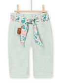 Baby girl almond green pants with belt