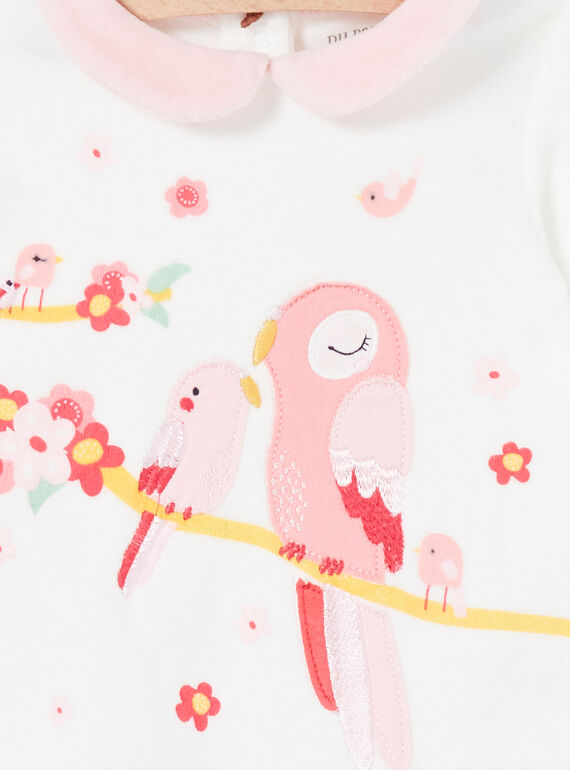 Baby girl's velvet pajamas with bird patterns LEFIPYJAMI / 21SH1311PYJ001