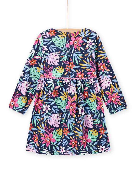 Child girl blue dress with colorful floral print in velvet MAPLAROB2 / 21W901O1ROBC202