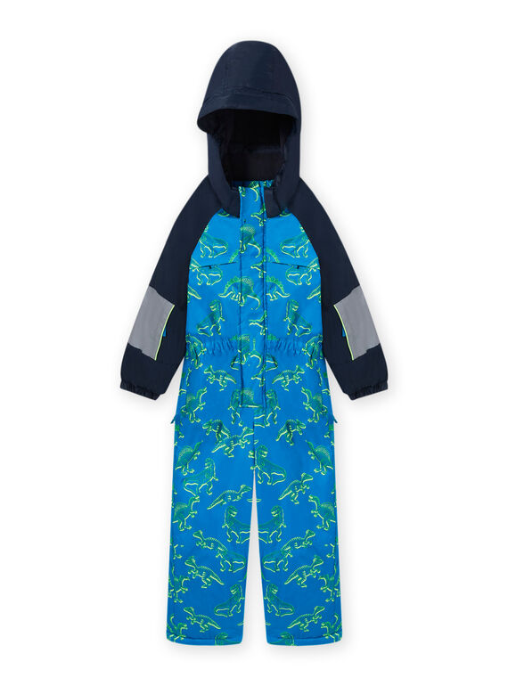 Child boy blue ski suit with dinosaur print MOSKICOMBI / 21W902R1CBSC221
