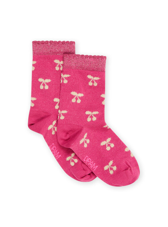 Pink socks with cherry print RYADAYCHO / 23SI0177SOQD312