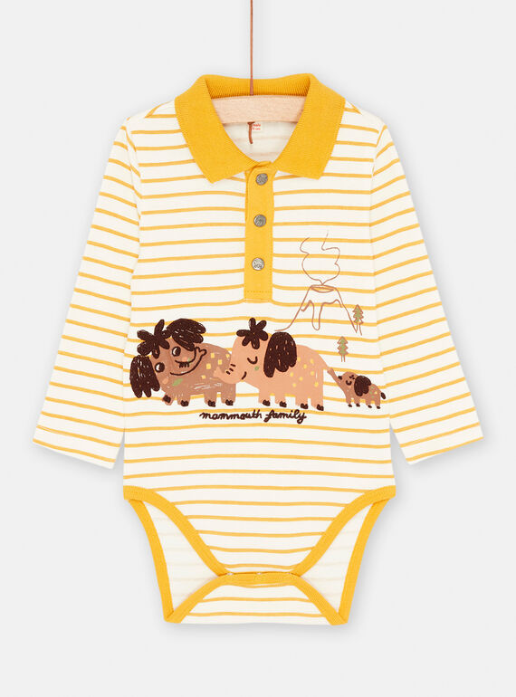 Yellow bodysuit with stripe print SUCOUBOD / 23WG10L1BODB118