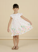 Child girl dress in ecru with floral print