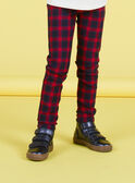 Girl's night blue and red milano pants with tartan print