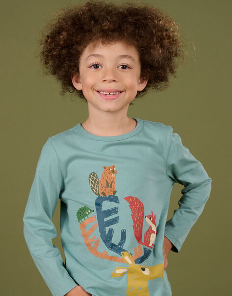 Long sleeved t-shirt with forest animals prints PORHUTEE1 / 22W902Q3TMLC216