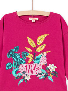Baby girl fuchsia zebra print long sleeve t-shirt MATUTEE1 / 21W901K3TMLD312