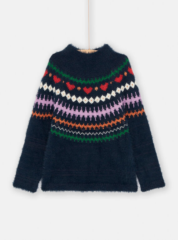 Girl's jacquard black sweater SAKHOPULL / 23W901Q1PULC243