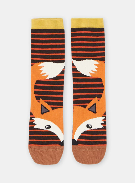 Boy's orange fox socks SYOJOCHO5 / 23WI02B1SOQI808