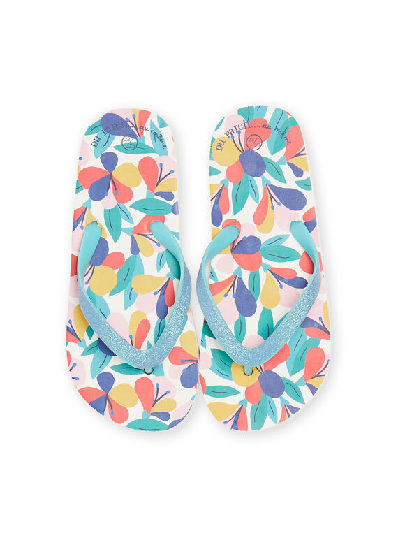 Multicolored flip-flops child girl with floral print NATONGAOP / 22KK3581D01099