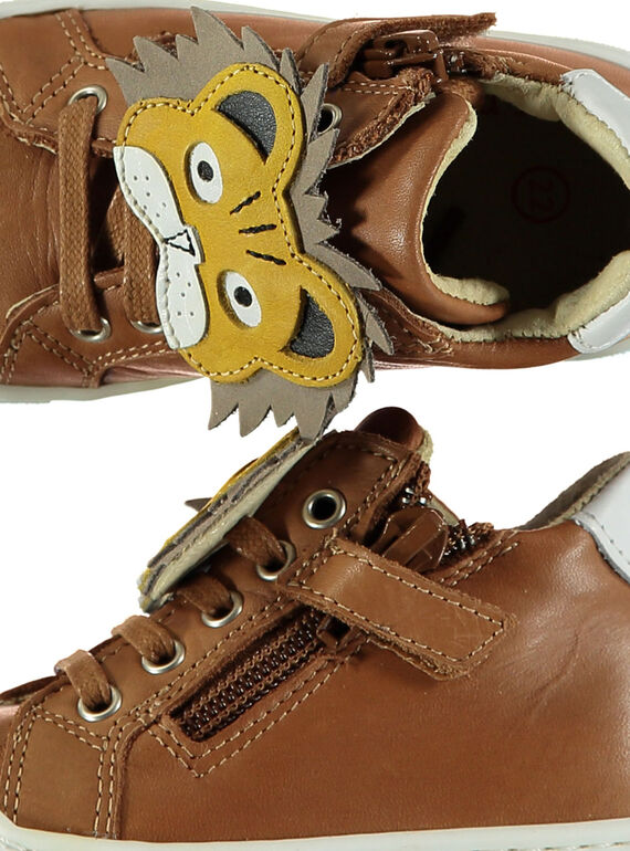 Baby boys' smart leather trainers. FBGBASLEO / 19SK3842D3F804