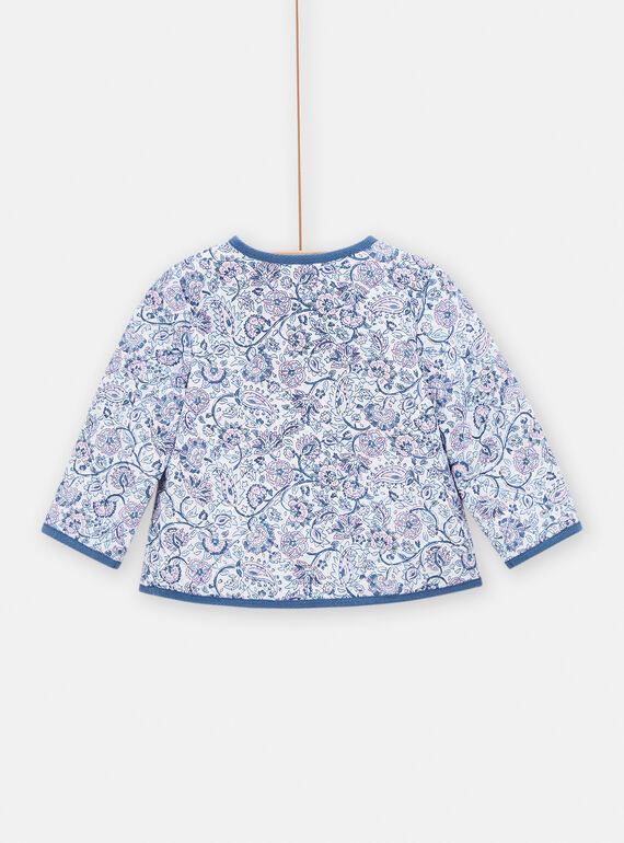 Blue quilted jacket with floral print for baby girl TIDECAR1 / 24SG09J1CAR000